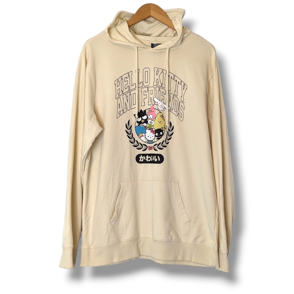 Hello Kitty & Friends Collegiate Long Sleeve Birch Adult Hooded Sweatshirt: XL